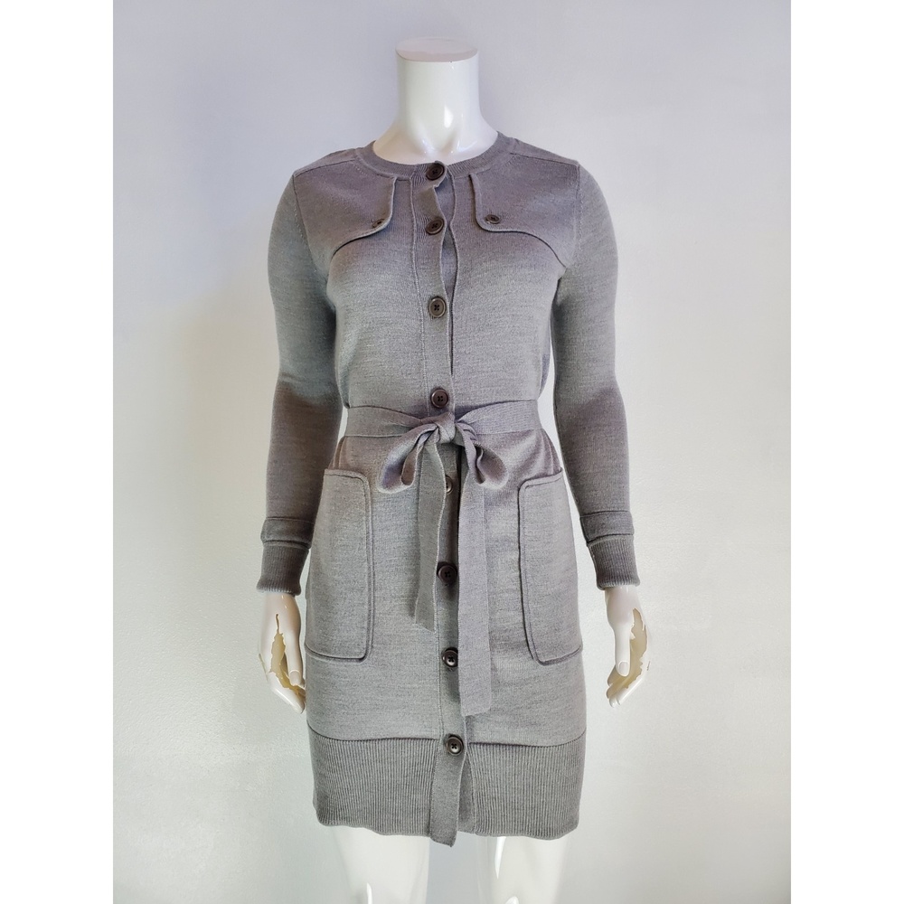 Banana Republic 100% Merino Wool Gray Trench Cardigan
